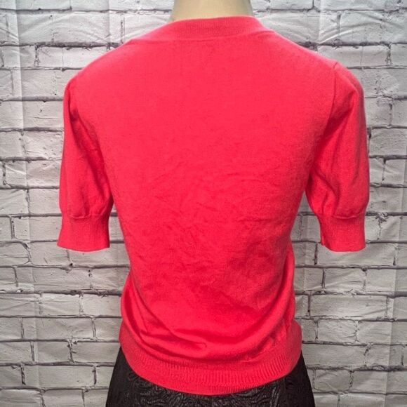 J. Crew Womens Pink Ribbed Pullover Crew Neck Short Sleeve Blouse Small - Picture 2 of 5